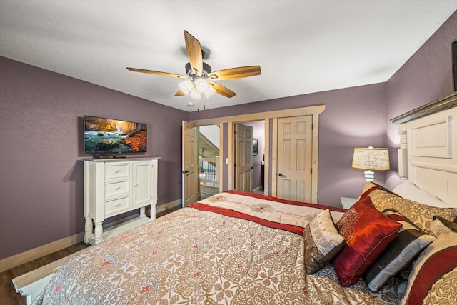 bedroom featuring ceiling fan