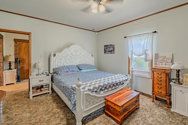 625 Trentham Hollow Rd, Parrottsville, TN 37843 - bedroom with ornamental molding, light carpet, and ceiling fan