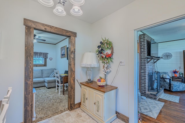 625 Trentham Hollow Rd, Parrottsville, TN 37843 - hallway featuring a chandelier and baseboards