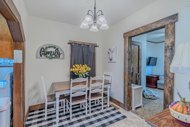 625 Trentham Hollow Rd, Parrottsville, TN 37843 - dining room with a chandelier and baseboards