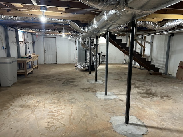 2151 Thomas Dr, Morristown, TN 37814 - unfinished basement with heating unit and stairway