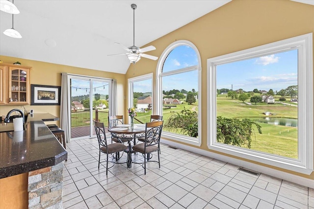 419 Colonial St, Jefferson City, TN 37760 - sunroom / solarium with vaulted ceiling, healthy amount of natural light, and a water view