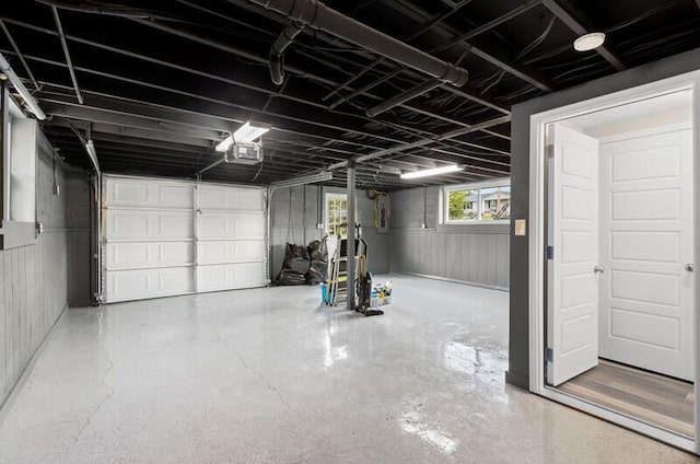 garage with a garage door opener