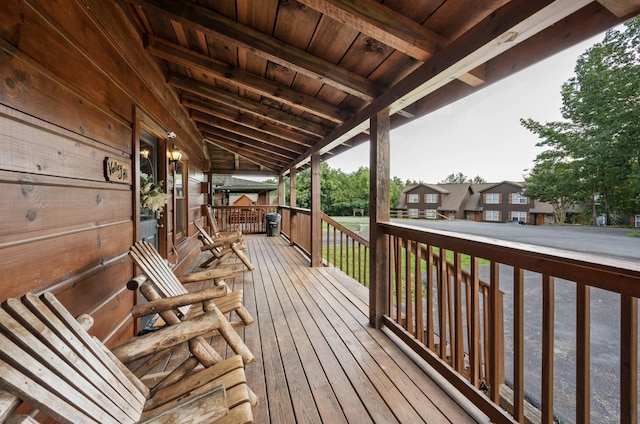 deck with covered porch