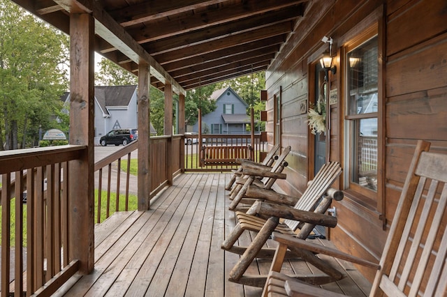 deck featuring a porch