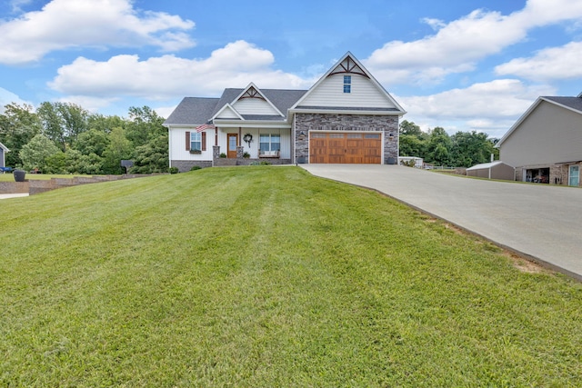 113 Cheshire Ct, Jefferson City, TN 37760 - craftsman inspired home featuring concrete driveway, a front lawn, stone siding, and a porch