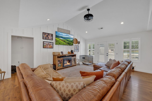 113 Cheshire Ct, Jefferson City, TN 37760 - living area with lofted ceiling, healthy amount of natural light, wood-type flooring, french doors, and baseboards