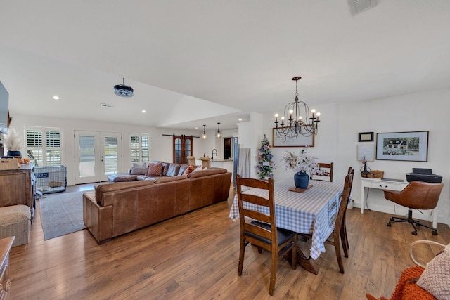 113 Cheshire Ct, Jefferson City, TN 37760 - dining area featuring wood finished floors, a chandelier, and recessed lighting