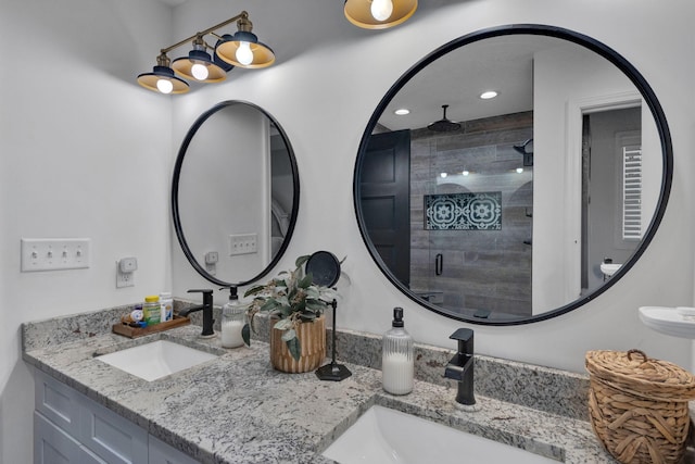 113 Cheshire Ct, Jefferson City, TN 37760 - bathroom with double vanity, a stall shower, and recessed lighting