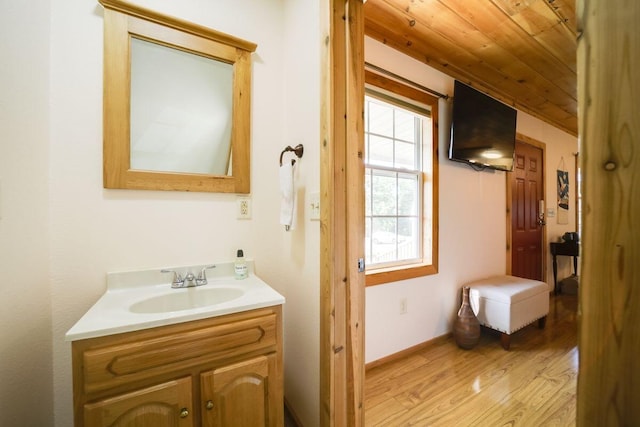 104-116 Circle Rd, Newport, TN 37821 - bathroom featuring vanity, wood finished floors, and wood ceiling