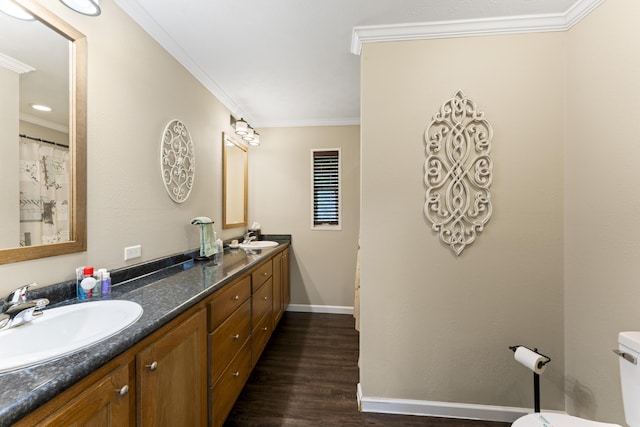 104-116 Circle Rd, Newport, TN 37821 - full bathroom with double vanity, ornamental molding, and wood finished floors