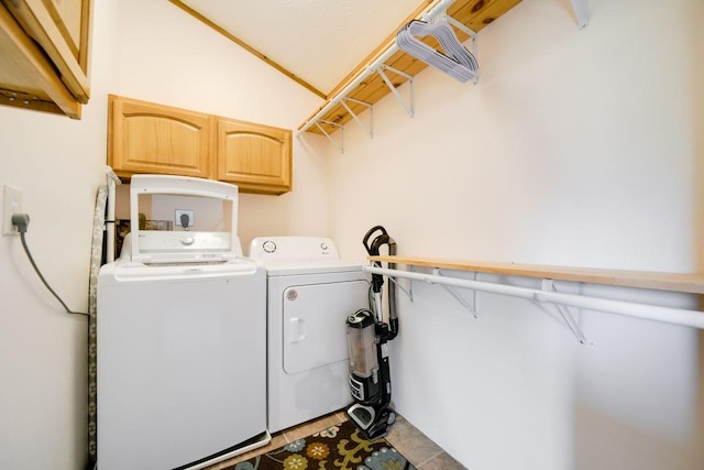 104-116 Circle Rd, Newport, TN 37821 - laundry room with cabinet space, washing machine and dryer, and tile patterned flooring