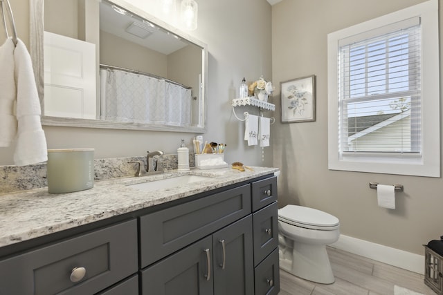 340 Back Nine Dr, Baneberry, TN 37890 - bathroom featuring baseboards, vanity, toilet, and wood finished floors