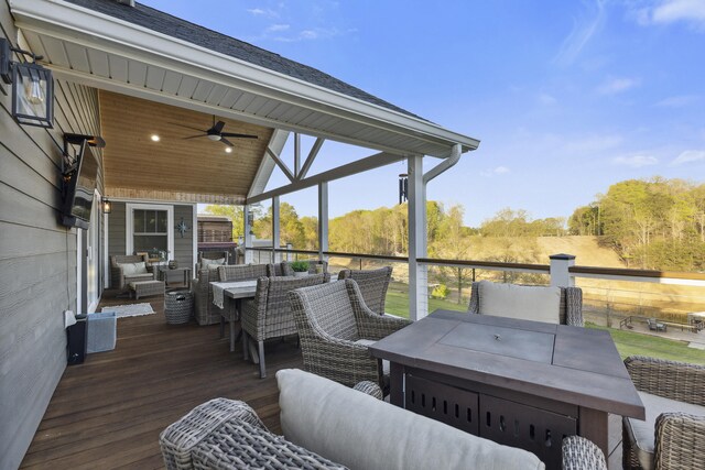340 Back Nine Dr, Baneberry, TN 37890 - deck with an outdoor hangout area, a ceiling fan, and outdoor dining space