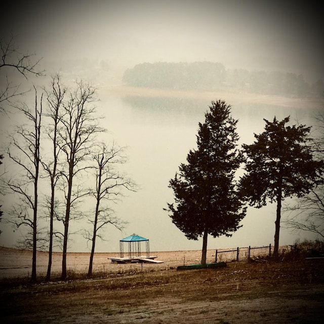 water view featuring a gazebo