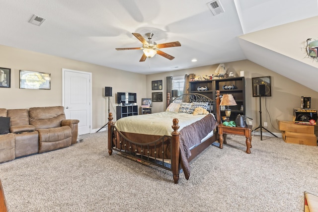 9357 Gabrielle Rd, Strawberry Plains, TN 37871 - carpeted bedroom featuring a ceiling fan and lofted ceiling