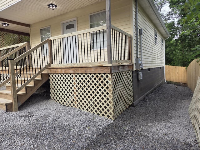 1705 Lester Rd, Tazewell, TN 37879 - view of property exterior featuring crawl space and stairs