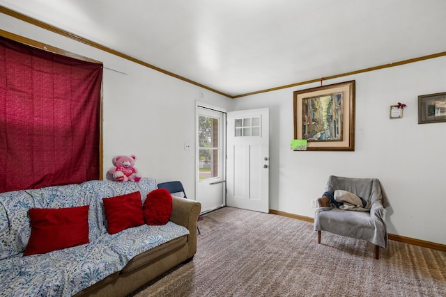 816 Choctaw St, Morristown, TN 37813 - carpeted living room with baseboards and crown molding
