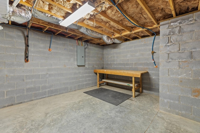 6625 Lainey Jane Ct, Whitesburg, TN 37891 - unfinished basement with electric panel and concrete block wall