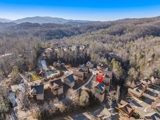 aerial view with a mountain view