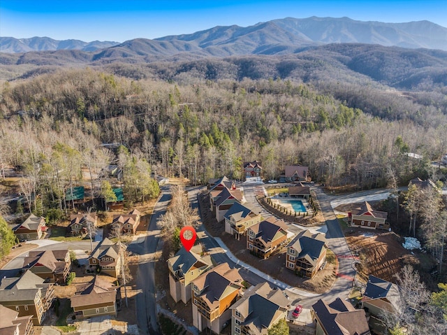 aerial view with a mountain view