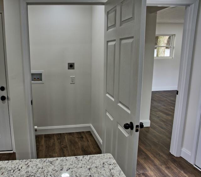 3646 Falcon Rd, Morristown, TN 37814 - washroom featuring washer hookup, hookup for an electric dryer, and dark wood-style flooring
