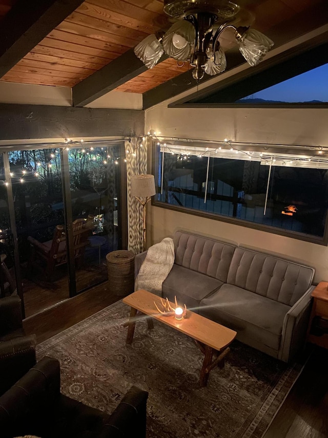 1081 Cove Rd Unit 734, Sevierville, TN 37876 - living room with wood finished floors and wooden ceiling with exposed beams