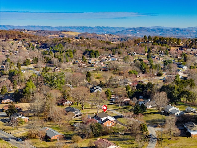 bird's eye view with a mountain view