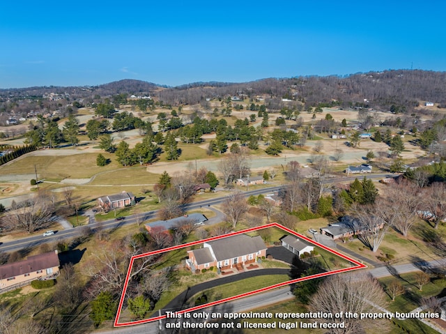 bird's eye view featuring a mountain view