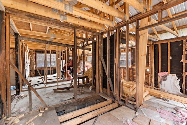 misc room featuring lofted ceiling