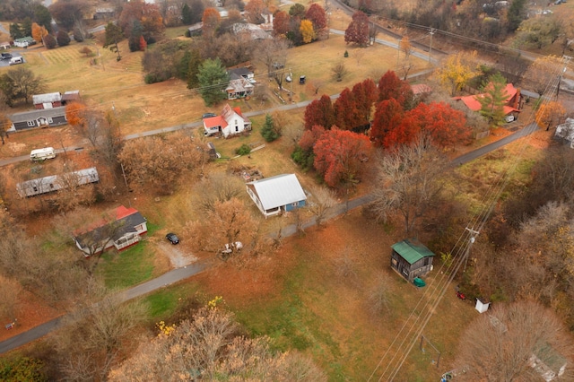 birds eye view of property featuring a rural view