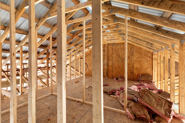 view of unfinished attic