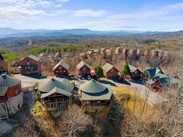 aerial view featuring a mountain view