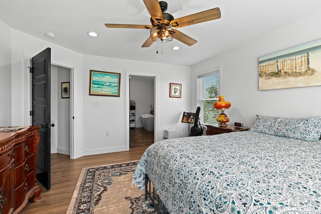 3099 Bridgewater Blvd, Morristown, TN 37814 - bedroom with wood finished floors, recessed lighting, baseboards, and a ceiling fan