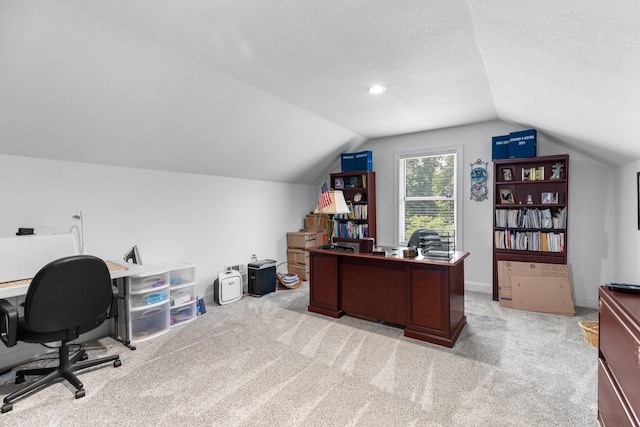 3099 Bridgewater Blvd, Morristown, TN 37814 - office featuring lofted ceiling, light colored carpet, a textured ceiling, and baseboards
