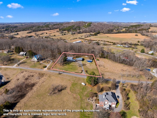drone / aerial view featuring a rural view