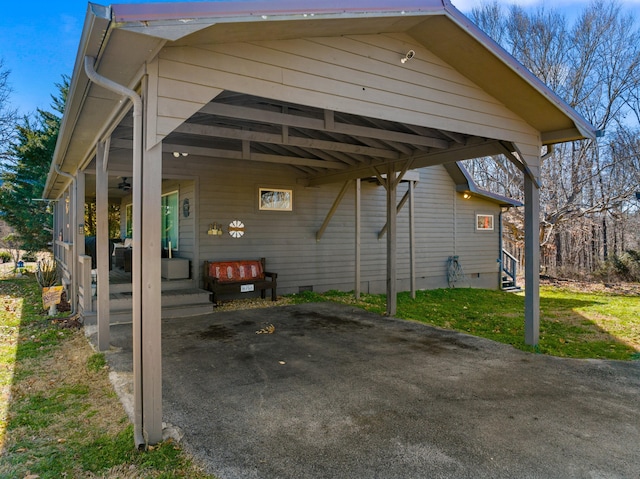 view of car parking featuring a carport