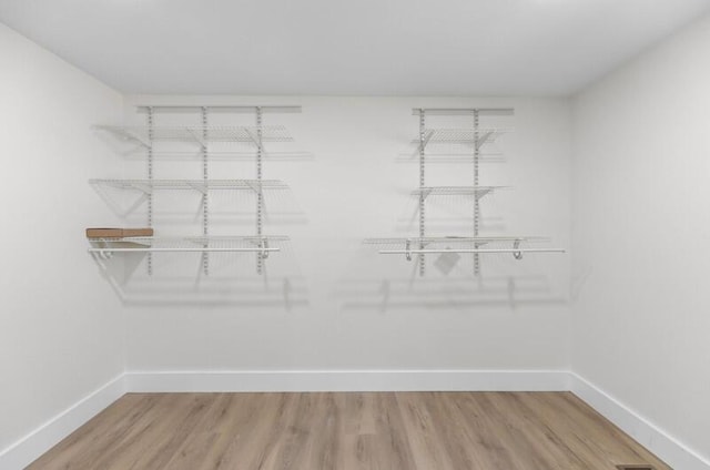 walk in closet with hardwood / wood-style flooring