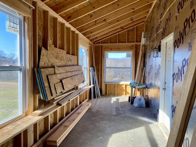 misc room with vaulted ceiling