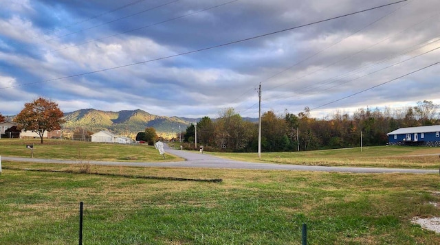 exterior space featuring a mountain view