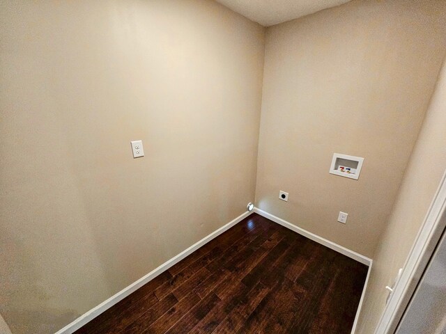 269 Buttercup Fields Rd, Newport, TN 37821 - laundry area featuring hookup for an electric dryer, washer hookup, dark wood finished floors, and baseboards