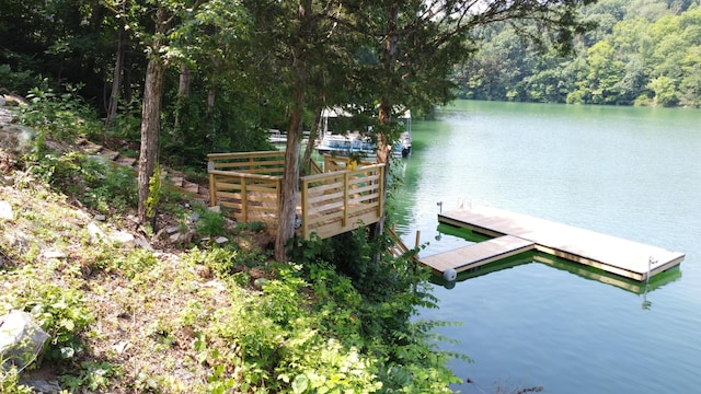 dock area featuring a water view