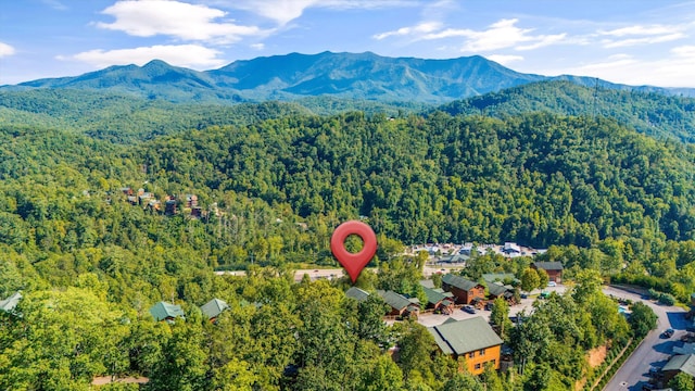 drone / aerial view with a mountain view