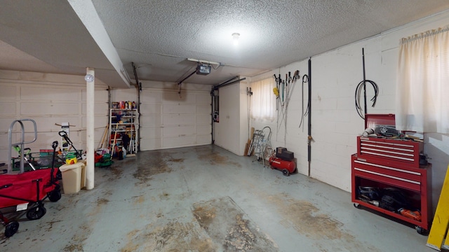 garage with a garage door opener