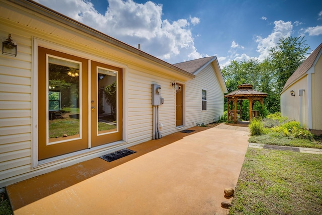 exterior space featuring a gazebo