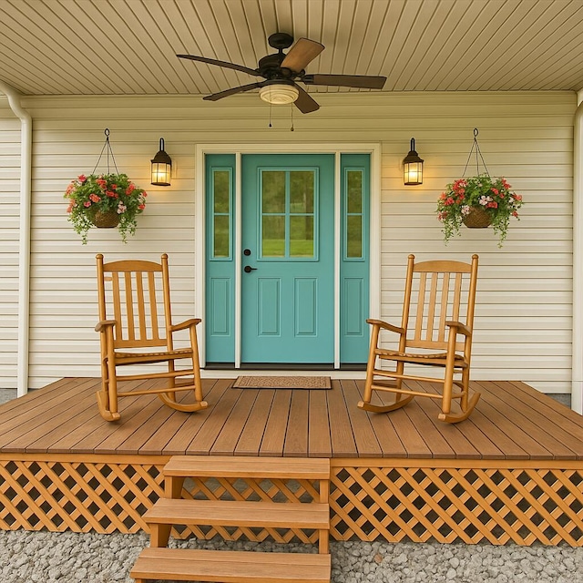 107 Straight Creek Dock Rd, New Tazewell, TN 37825 - property entrance with covered porch and ceiling fan