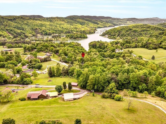 107 Straight Creek Dock Rd, New Tazewell, TN 37825 - aerial view of a water and mountain view and a heavily wooded area