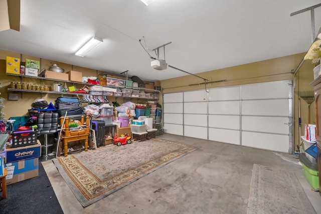 garage with a garage door opener