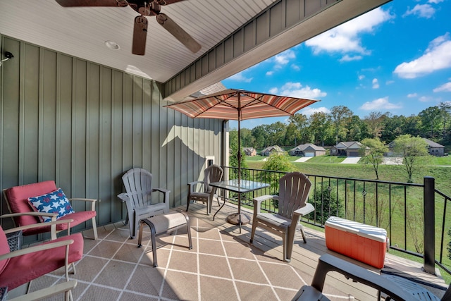 view of patio / terrace with ceiling fan