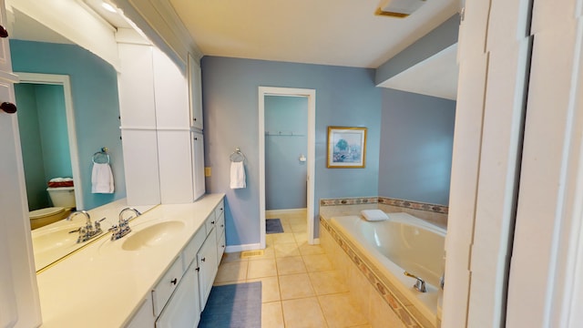4119 Azalea Ct, Morristown, TN 37814 - full bathroom featuring toilet, vanity, a bath, tile patterned flooring, and baseboards